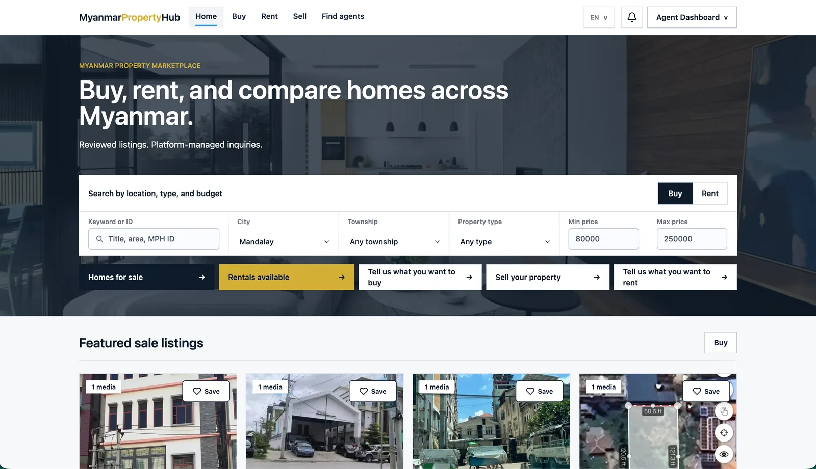 Myanmar Property Hub interface